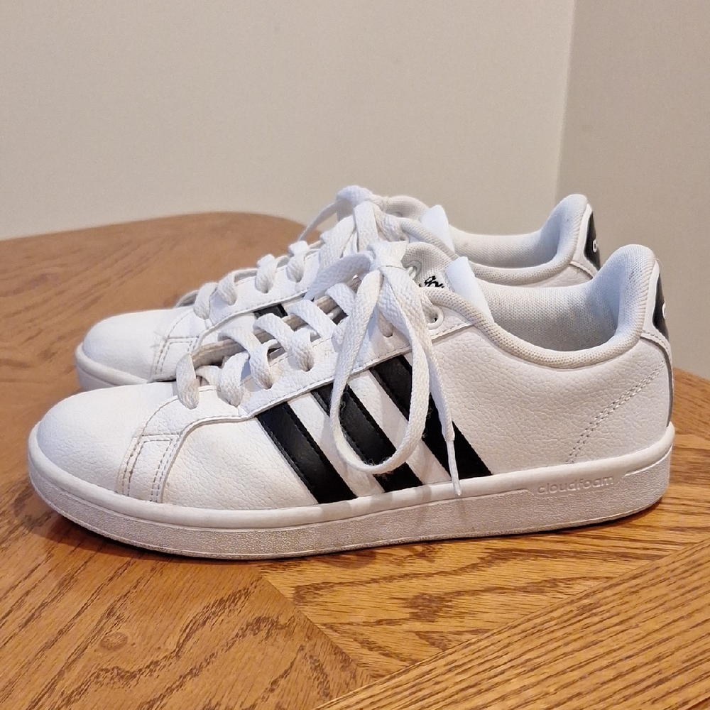 Adidas White and Black Striped Cloudfoam Sneakers - Picture 4 of 12
